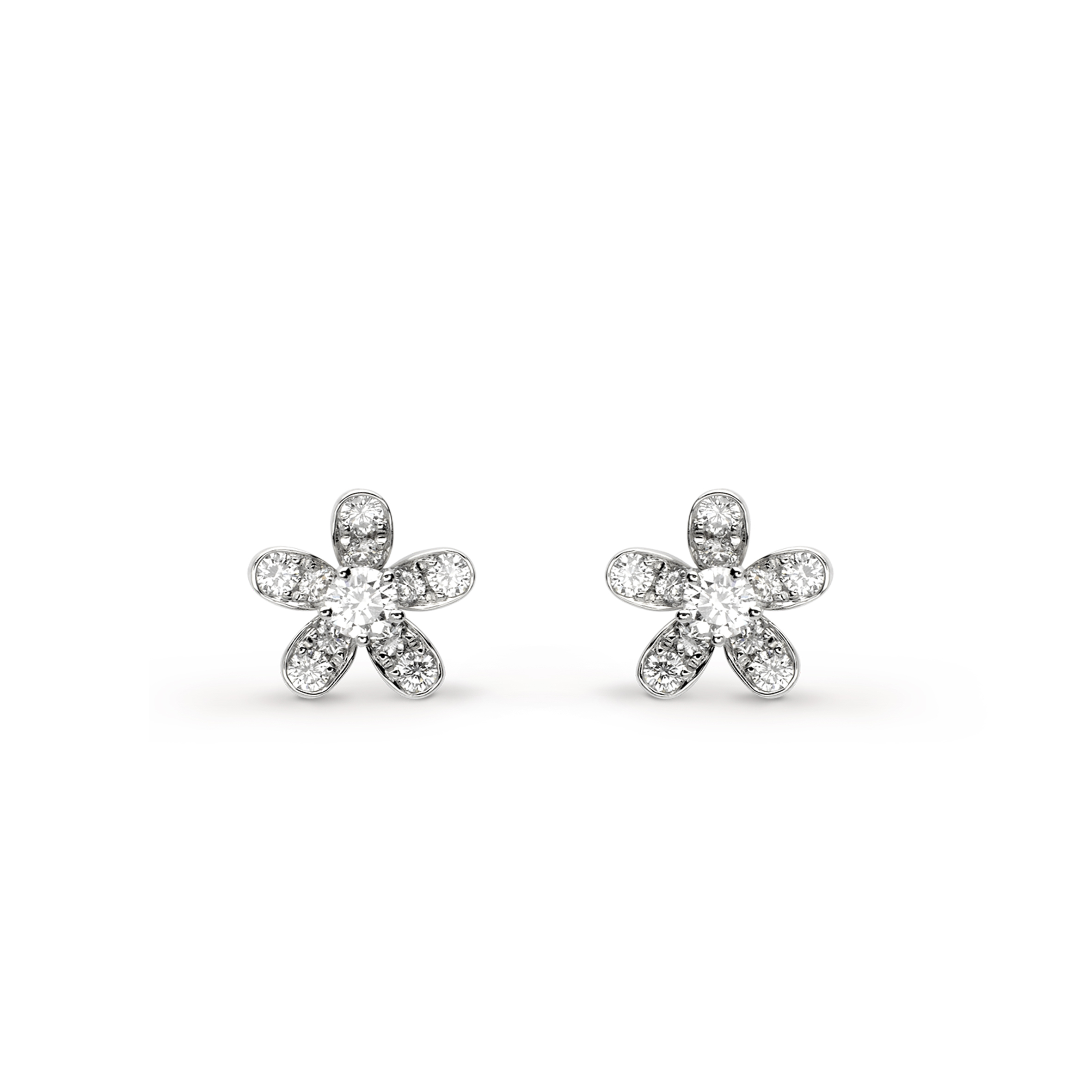 V*N CL*F arpels socrate earstuds, 1 flower - white gold, diamond  vcarg44100