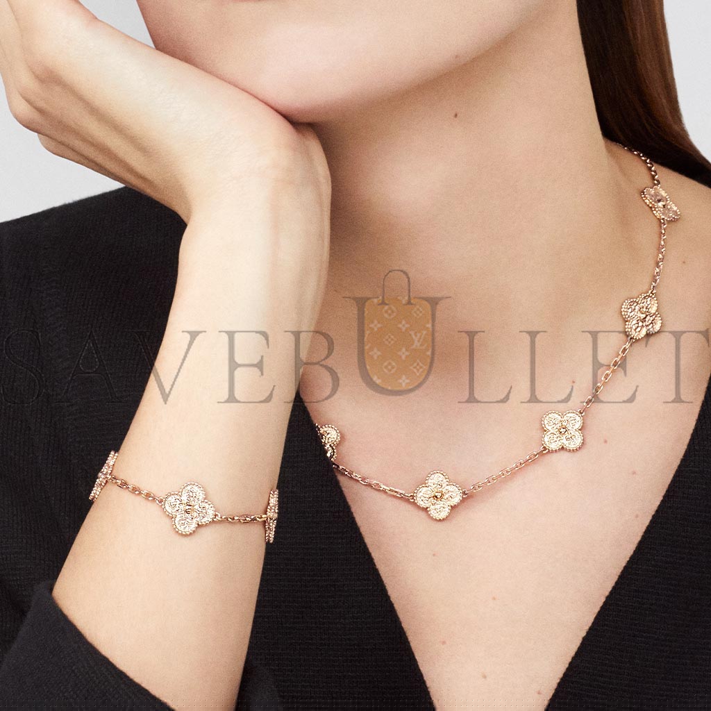 V*N CL*F arpels vintage alhambra necklace, 10 motifs - rose gold  vcarn9t100