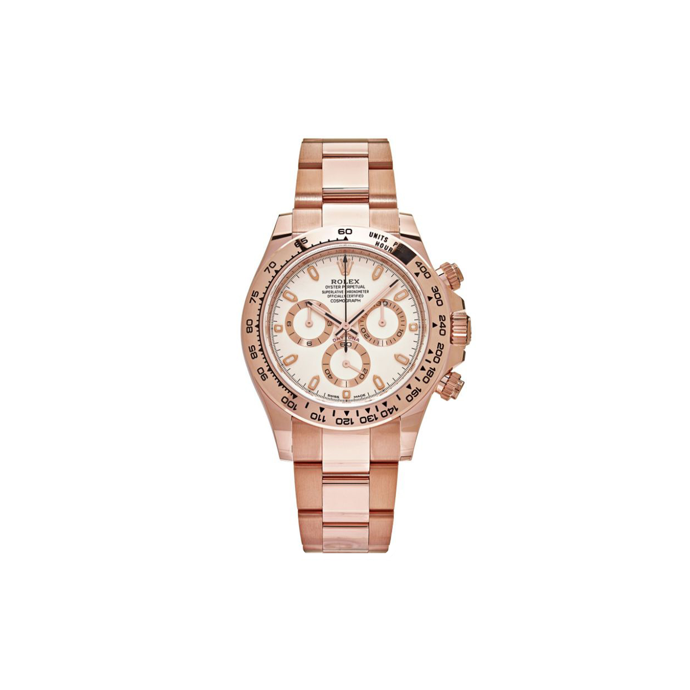 R*l*x daytona 18ct everose gold automatic ivory dial watch 116505-0005