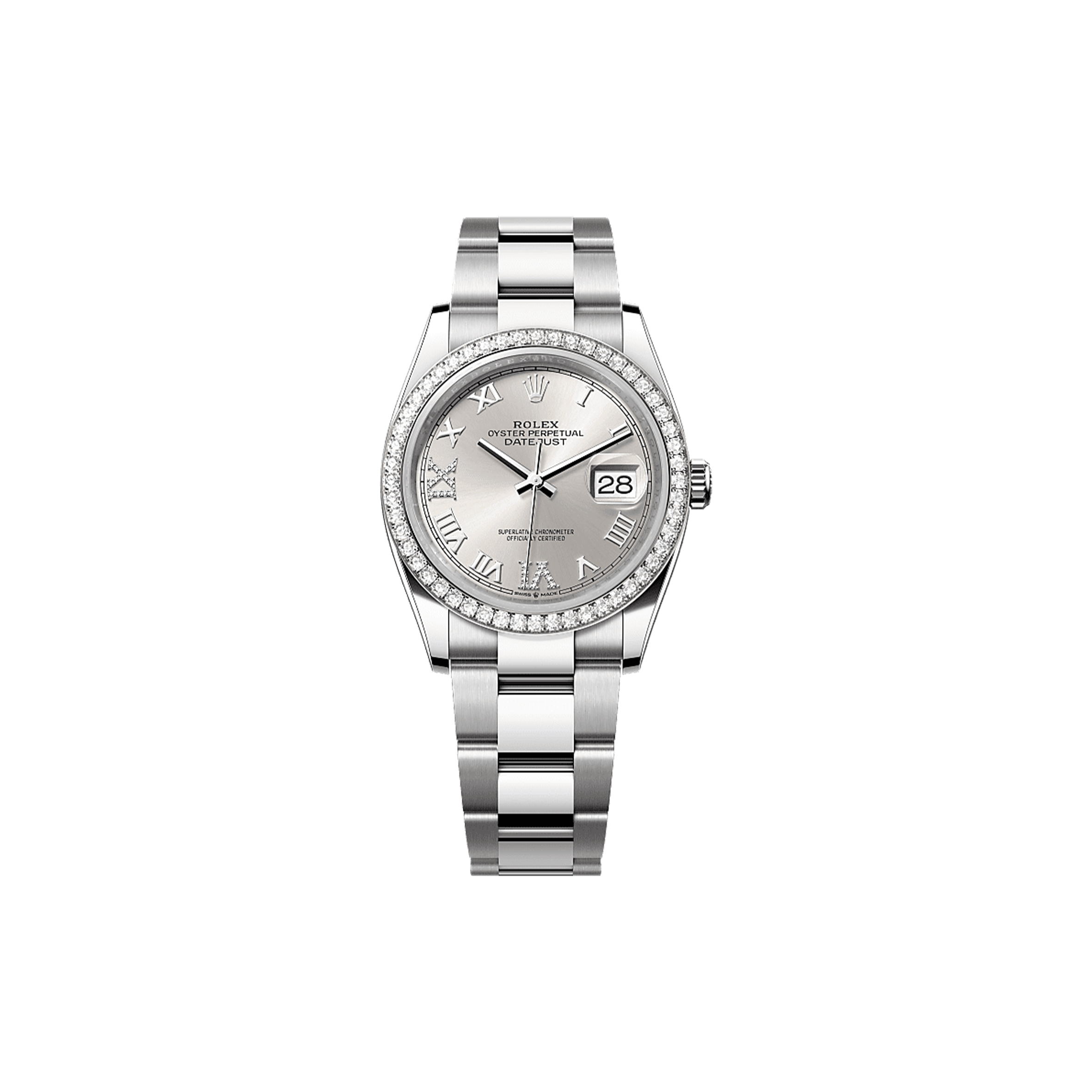 R*l*x datejust 36 oyster, 36 mm, oystersteel, white gold and diamonds watch 126284rbr-0022