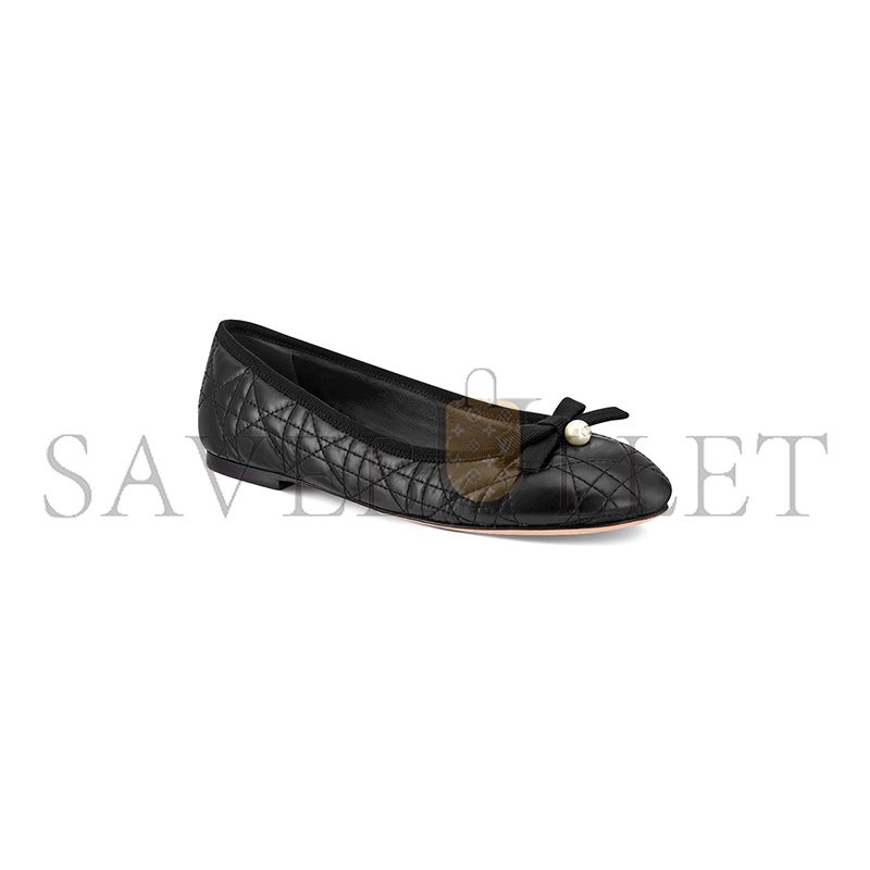 D*or ballet flat black quilted cannage calfskin kdb877cqc_s900