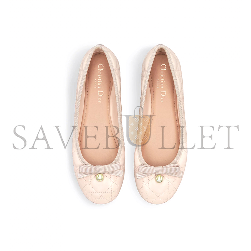 D*or ballet flat rose quartz quilted cannage calfskin kdb877cqc_s34p