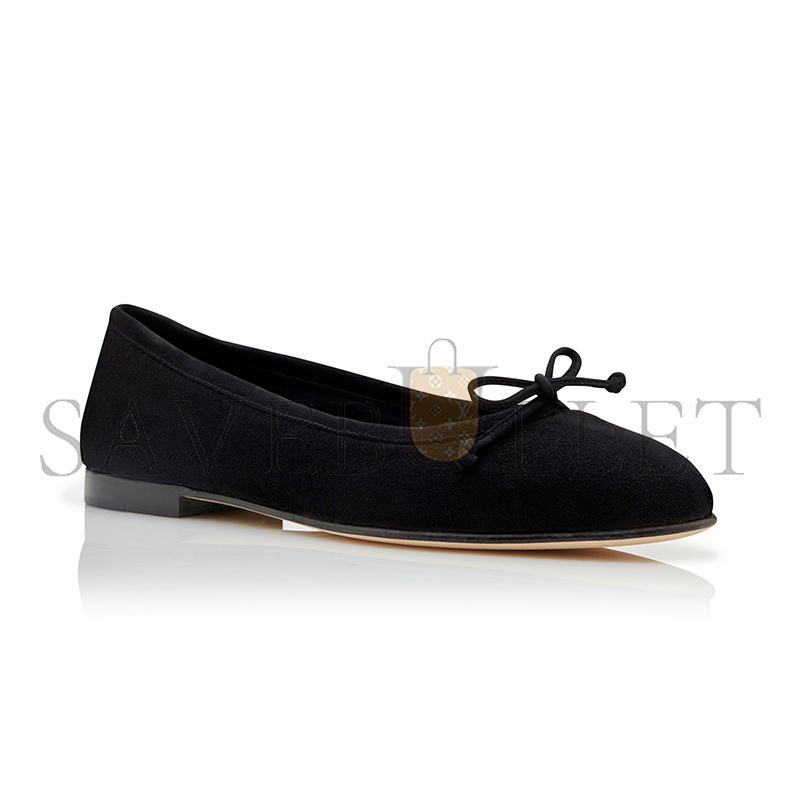 MANOLO BLAHNIK VERALLI BLACK SUEDE BALLERINA FLATS 223-1336-0009
