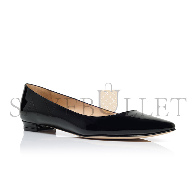 MANOLO BLAHNIK BBFLAT BLACK PATENT LEATHER POINTED TOE FLAT PUMPS 9XX-0545-0008