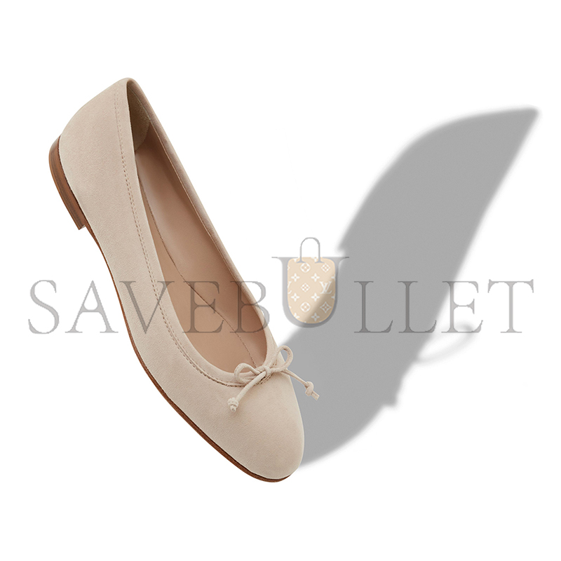 MANOLO BLAHNIK VERALLI LIGHT BEIGE SUEDE BALLERINA FLATS 223-1336-0012