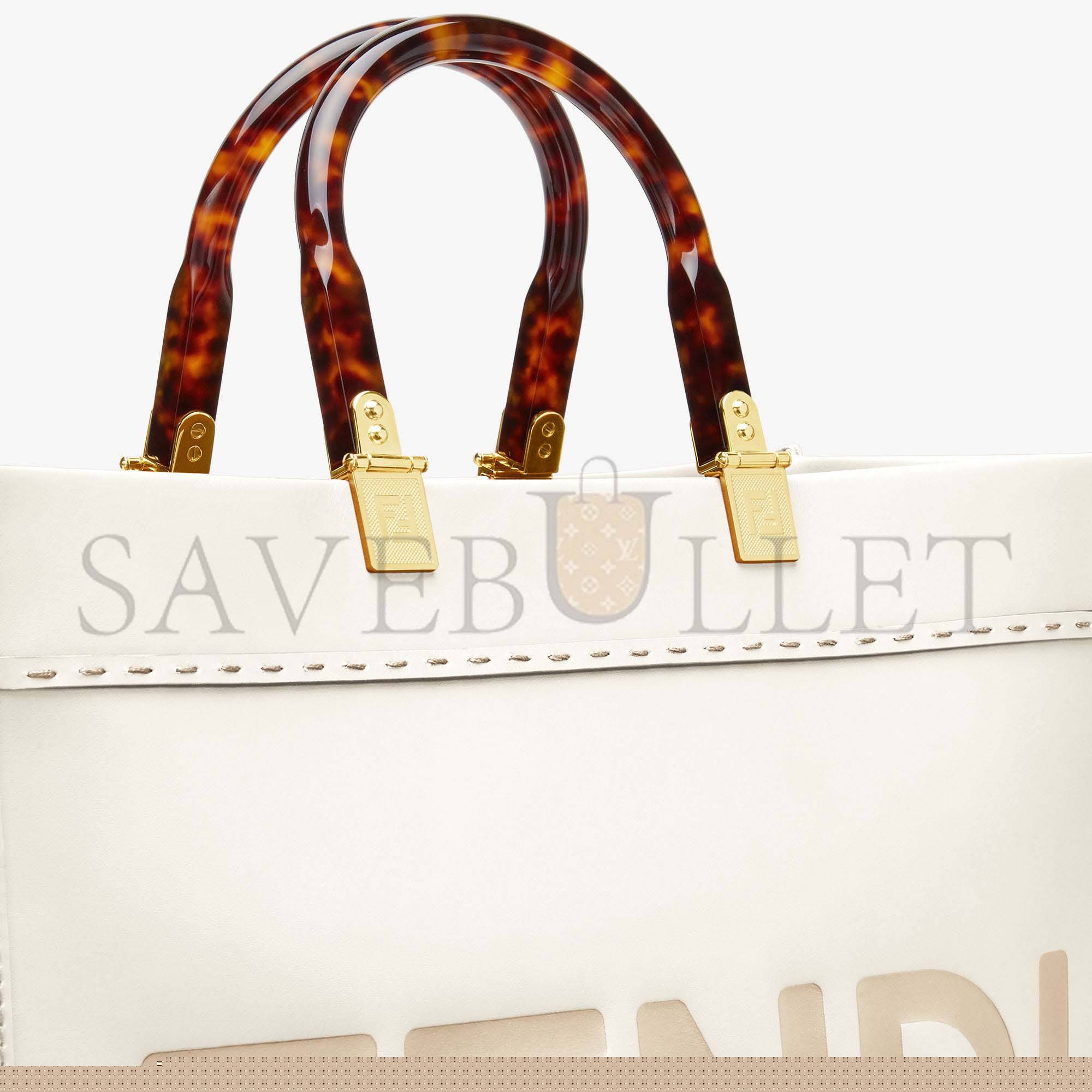 F**di sunshine medium - white leather shopper 8bh386abvlf0k7e (35*31*17cm)