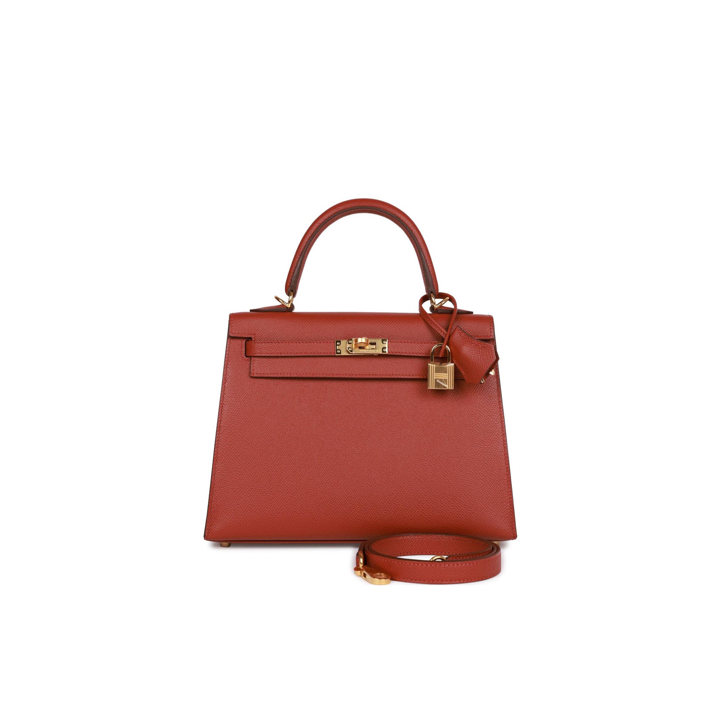 H**mes kelly sellier 25 rouge venetian epsom gold hardware (25*17*7cm)