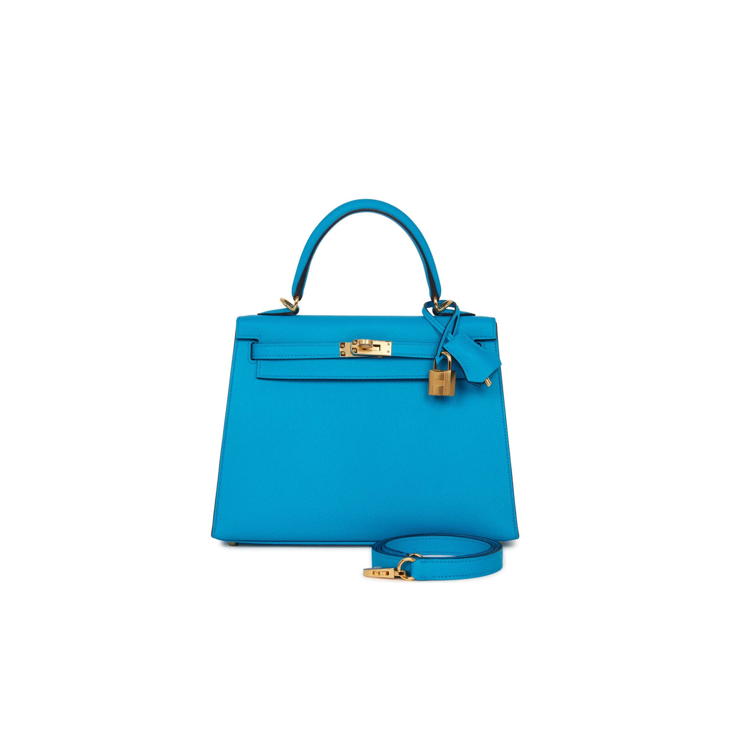 H**mes kelly sellier 25 bleu frida epsom gold hardware (25*17*7cm)