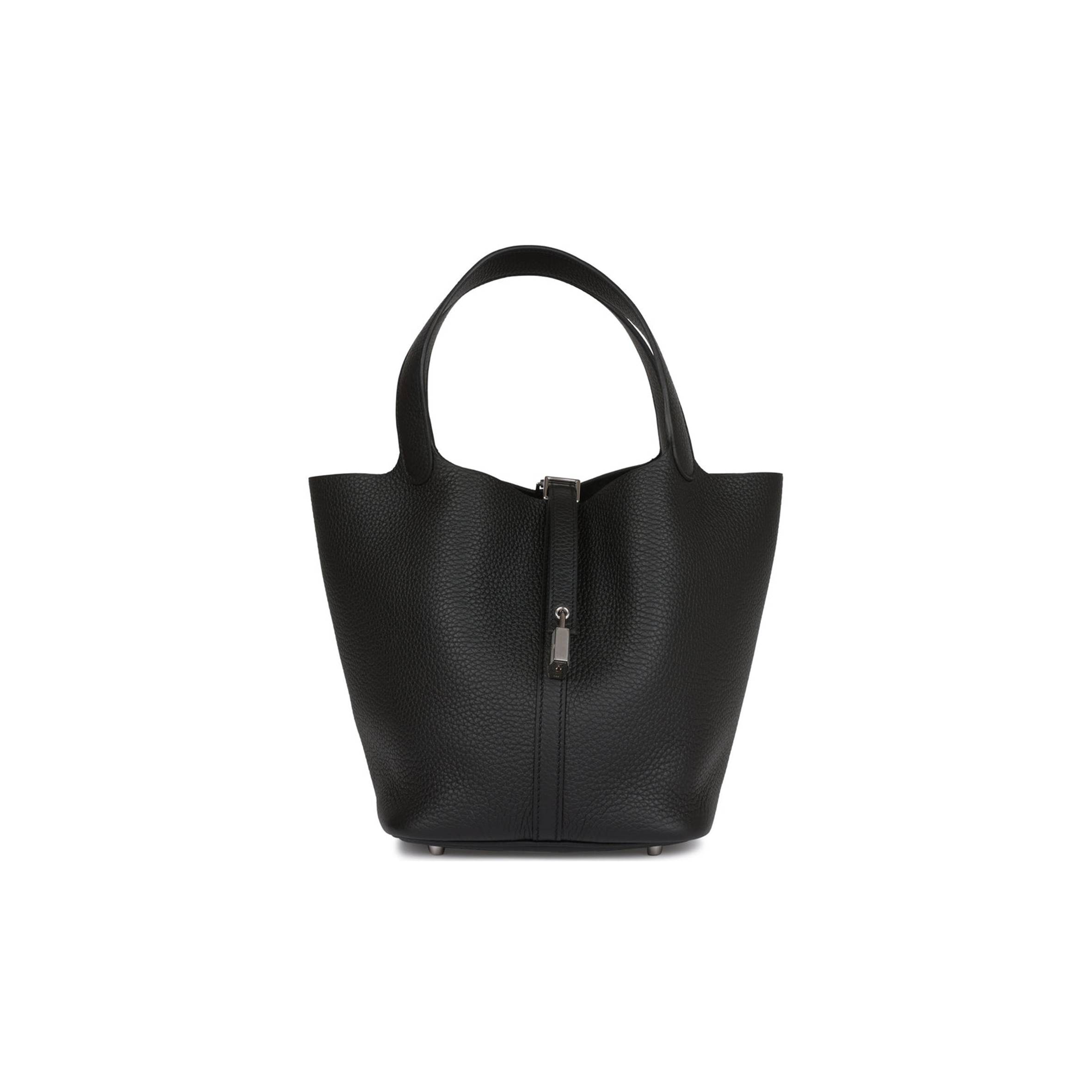 H**mes black clemence picotin lock 22cm palladium hardware (22cm)