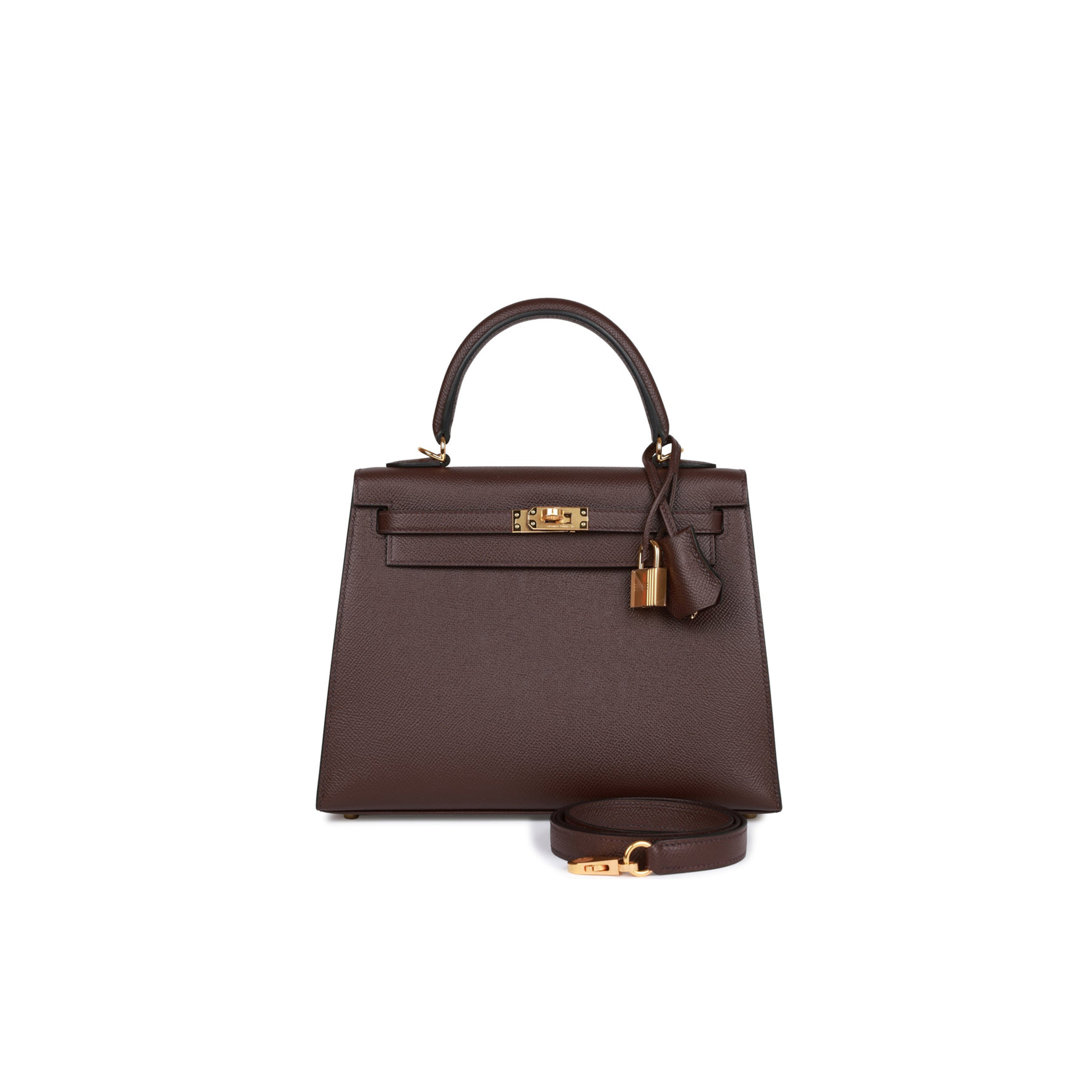 H**mes kelly sellier 25 rouge sellier epsom gold hardware handmade (25*17*7cm)