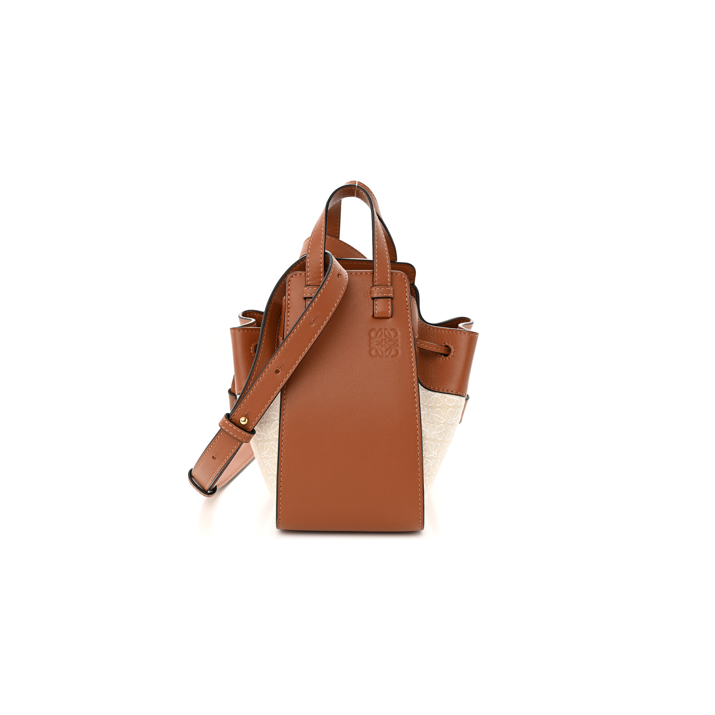 l*ew* calfskin canvas mini hammock shoulder bag natural tan (19*17*10cm)